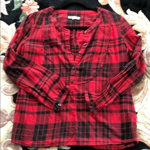 Eliot Red and black flannel top. Size Med
